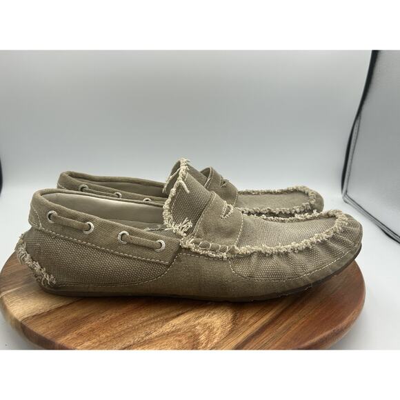True Religion Other - True Religion Shoes Mens 10 Canvas Loafers Slip On Distressed Moccasin Casual